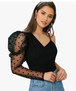 One Shoulder Mesh Top