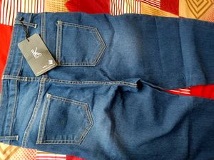 Women Flared High Rice Blue Jeans