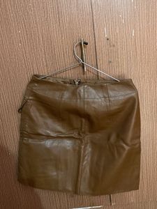 Leather Skirt Coffee Elegant Brown