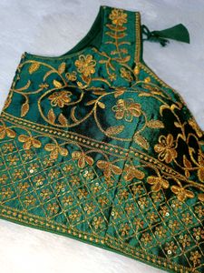 Green Embroidery Golden work blouse