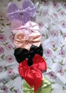 Satin Bow Hair Clips - Set of 4