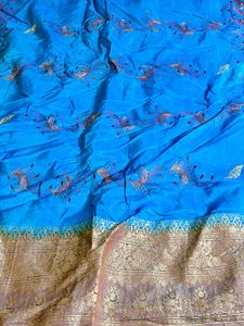 Sky Blue Embroidered Saree