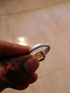 YELLOW SAPPHIRE (PUKHRAJ) RING IN PURE SILVER