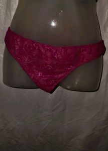 I. Hot Pink Lace Thong Panty