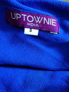 Blue One-Shoulder Ruched Top