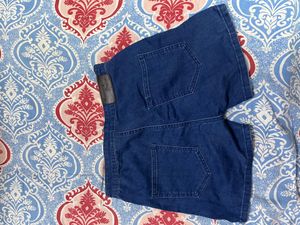 High Waist Deep Blue Denim Shorts