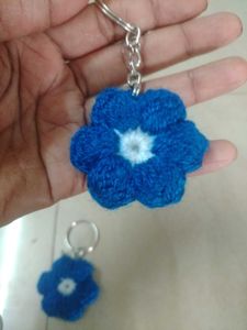 Crochet Puff Flower Keychain , Bagcharms
