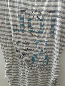 Striped Tee with Bear Graphic
