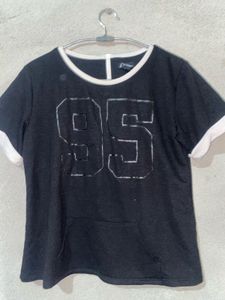 A black crop t-shirt