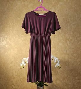 Purple crepe midi dress