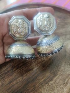 92.5 Silver Big Jhumkas In Dual Polish