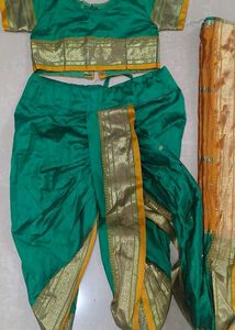 Maharashtrian Girl Lavni Costume with, Green Color