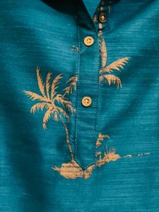 Sea Green Cotton Silk Kurta For Women