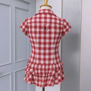 Red Plaid Ruffle Dress