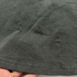 Charcoal Scoop Neck Button Tee