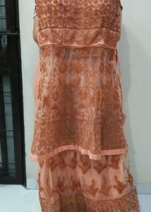 Peach Embroidered Sharara Suit