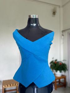 Off-The-Shoulder Blue Top