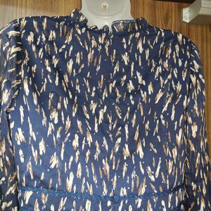 Elegant Blue Printed Dress