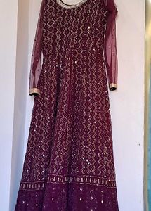 Wine Sequin Anarkali