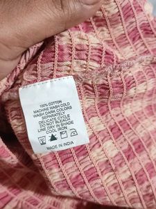 Pink Check Printed Crop Top For 34 Bust