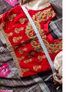 Red Bridal Lahanga Dupatta With Stitched Blouse