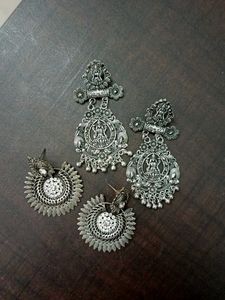 Oxidized Goddess Lakshmi Earrings