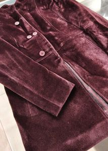 Miss forever Women Burgundy Velvet Coat