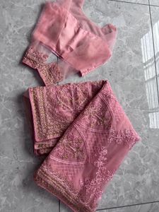 Pink Embroidered Saree