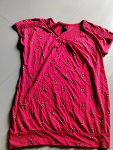 Embroidered Coral Red Boho Top