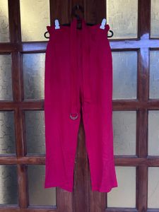 Red Linen Casual Pants