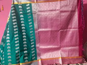 Gold And Silver Zari Woven Silk Saree