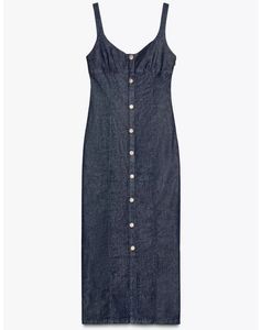 ZARA Z1975 STRAPPY DENIM MIDI DRESS