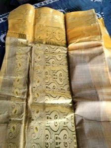 Elegant Yellow Saree With Zari Unused New.