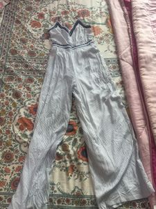 Beautiful White Blue strips Jumpsuit