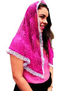 Elegant Pink Lace Scarf for Church Mass Prayer