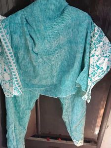 Floral Embroidered Kurti Pant with Dupatta set