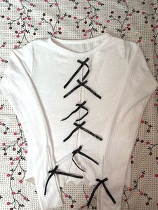 Coquette Ribbed Top w/ Ribbon Detail