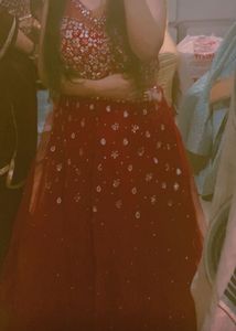 Pink Lehenga Mirror Work