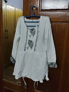 White Peacock Feather Top