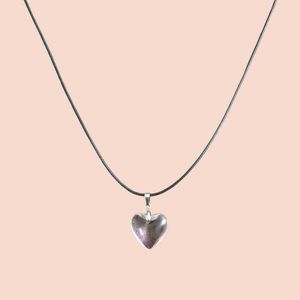 Pink Glass Heart Pendant Necklace