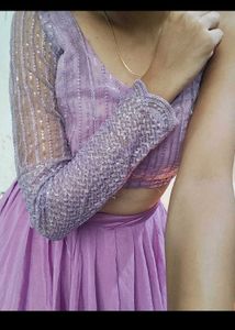 Lavender One Shoulder Lehenga
