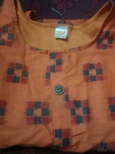 Orange Printed Girls Dress