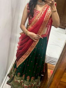 Red &amp; Green Combination Lengha Choli ❤️