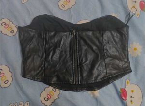 Black Faux Leather Tube Top
