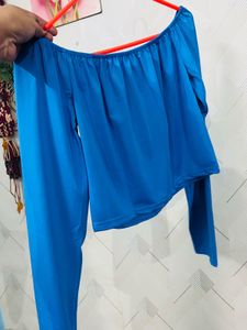 Blue Shein Long Sleeve Top