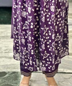 Purple Floral Anarkali Suit
