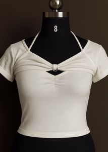 White Halter Top with Ring Detail