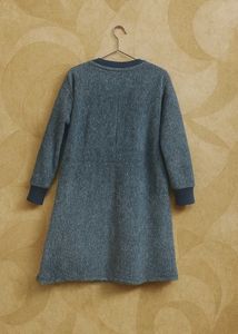 Blue V-Neck Long Sleeve Dress