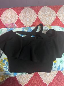 Black Off Shoulder Crop Top