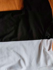 Black &amp; White Colorblock Long Sleeve Dress